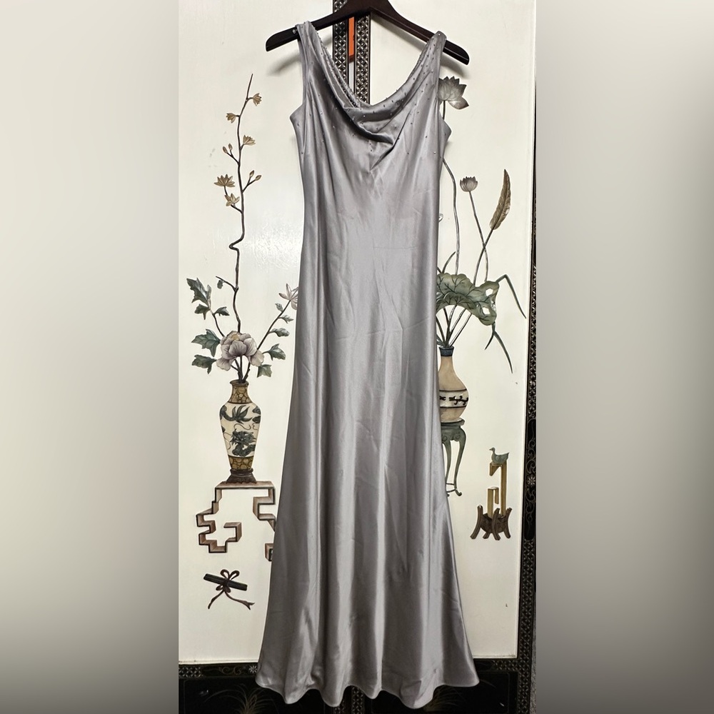 Talbots Silver/Gray Silk Formal Gown